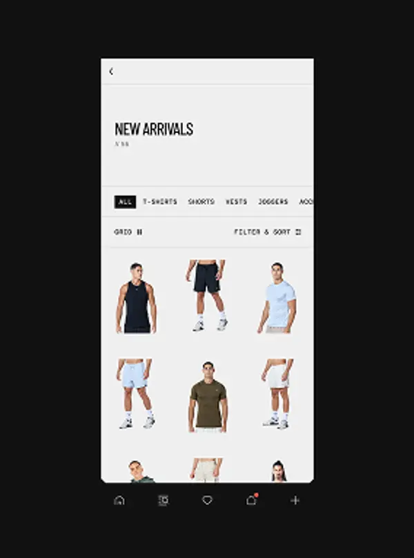 SQUATWOLF e-commerce app product listing page featuring athleisure wear