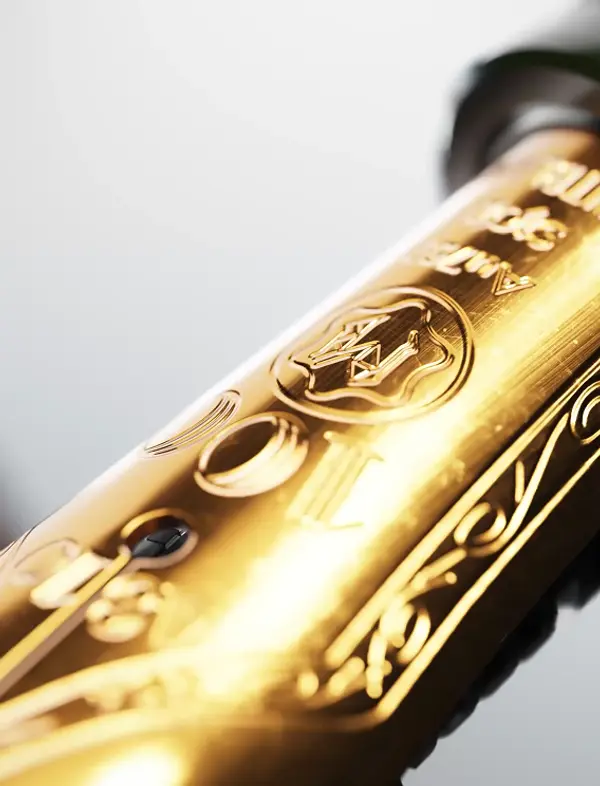 Extreme close-up 3D render of the Montblanc Meisterstück pen nib
