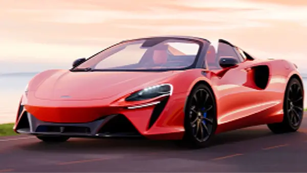 3D render of the red McLaren Artura Spider created for the Korea launch experience