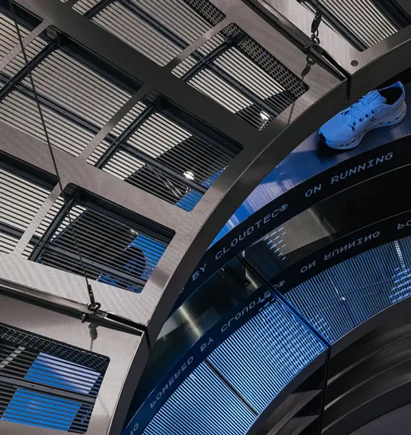 Top-down view of ON products on an interactive CloudTec display table