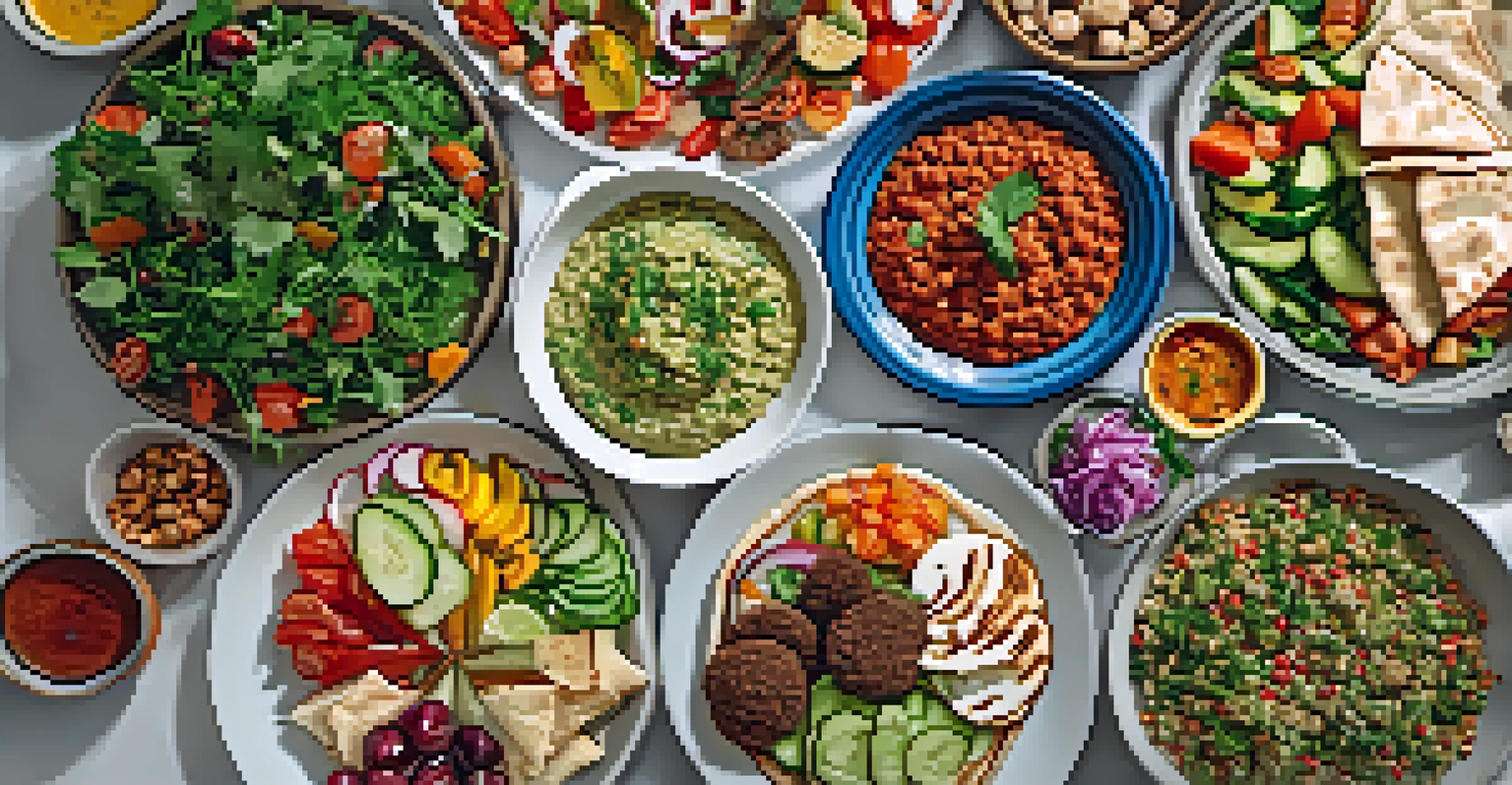 A Mediterranean mezze platter with hummus, falafel, tabbouleh, and pita bread, arranged on a white plate and illuminated by natural light.