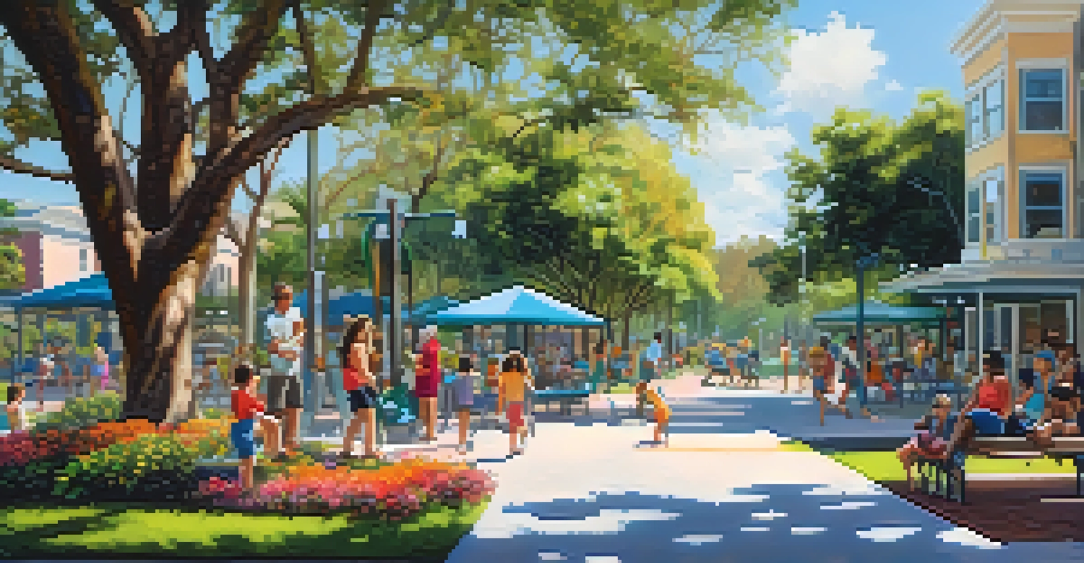 Families enjoying a sunny day at a park in Tampa, with children playing and adults relaxing under trees.