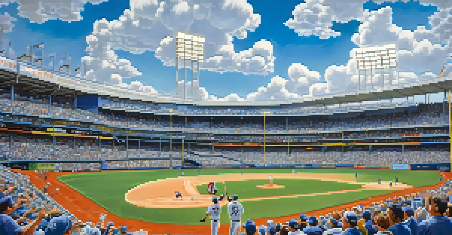 Excited Tampa Bay Rays fans in the stands during a baseball game, with players on the field and the Ray mascot engaging the crowd under a sunny sky.