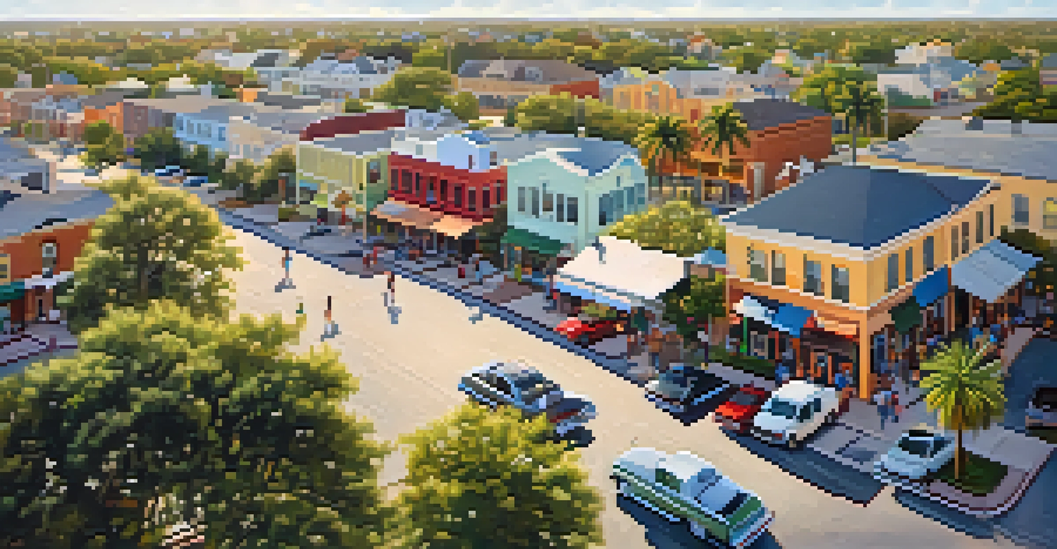 An aerial view of a lively Tampa neighborhood with parks, homes, and people enjoying outdoor activities.