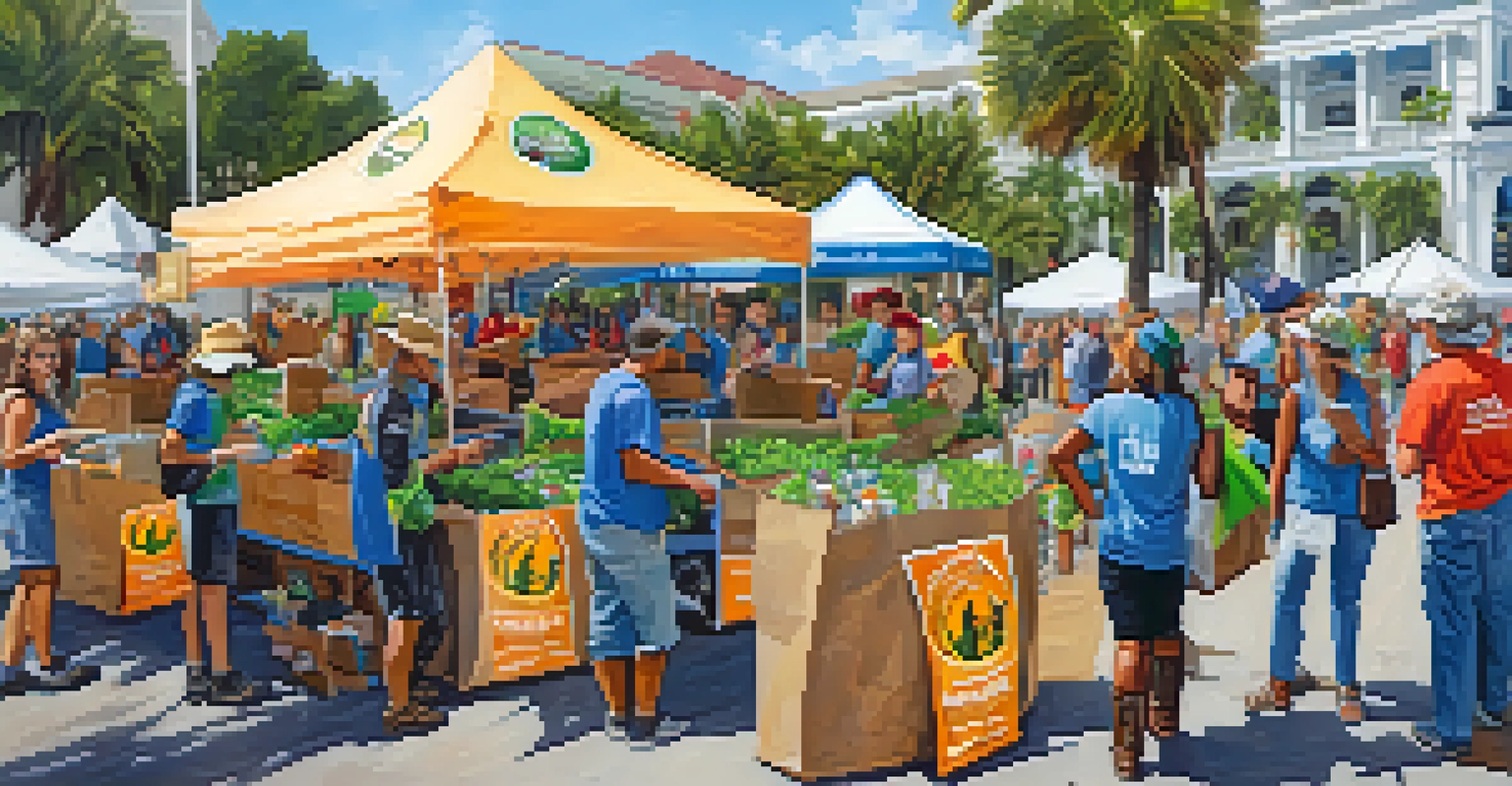 Volunteers at the Gasparilla Festival engaging in eco-friendly practices, collecting waste and promoting sustainability amidst the festive atmosphere.