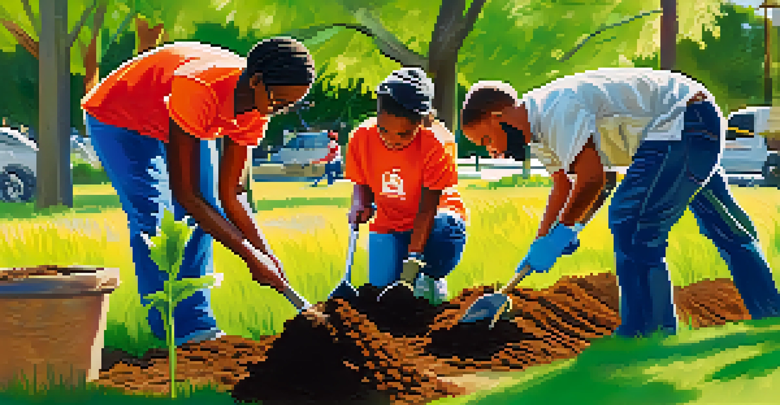 Volunteers participating in a tree planting event in Tampa, showcasing teamwork and community spirit.