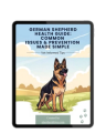 German Shepherd Health Guide ebook cover showing illustration of a German Shepherd in a scenic landscape