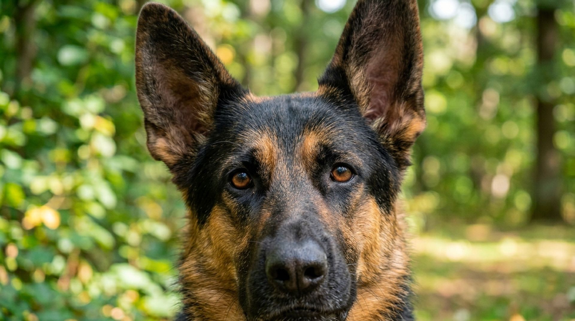 German Shepherd doing an extreme 45-degree head tilt while listening intently