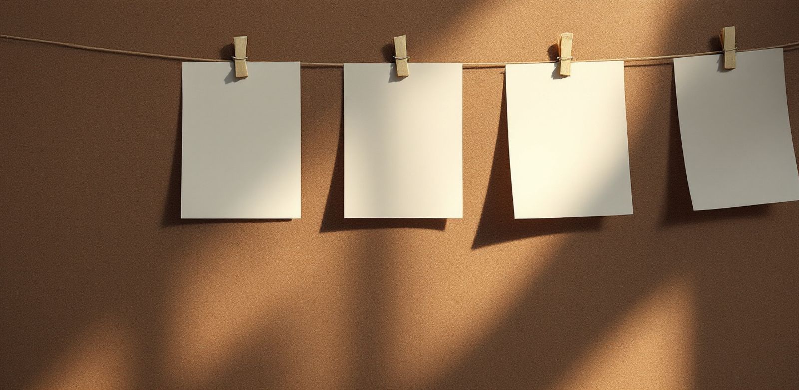 Blank paper blocks arranged on a corkboard with editing tools nearby.