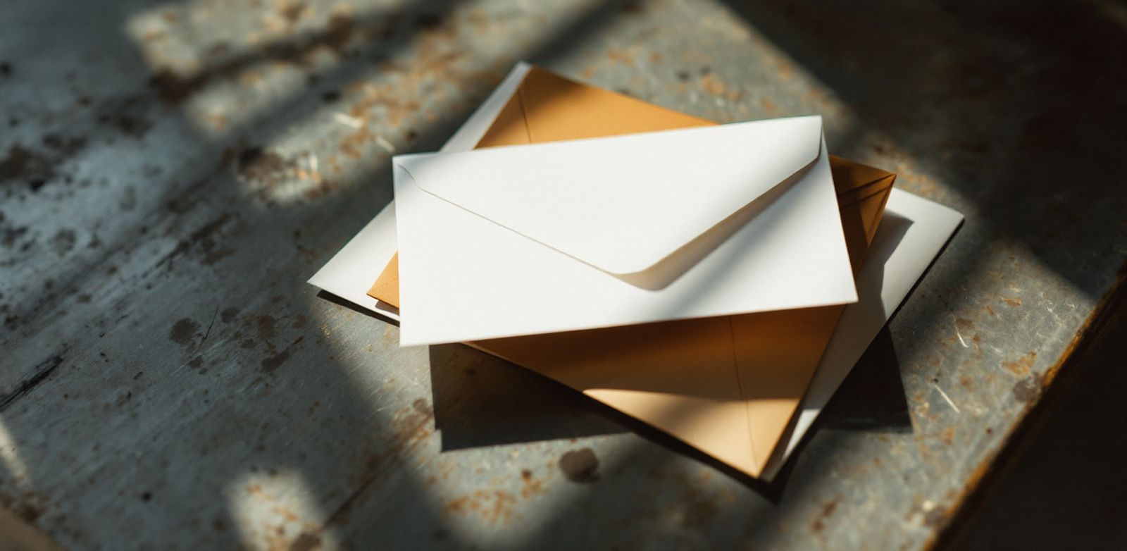 Blank envelopes and index cards on a table, representing outbound notes becoming inbound assets