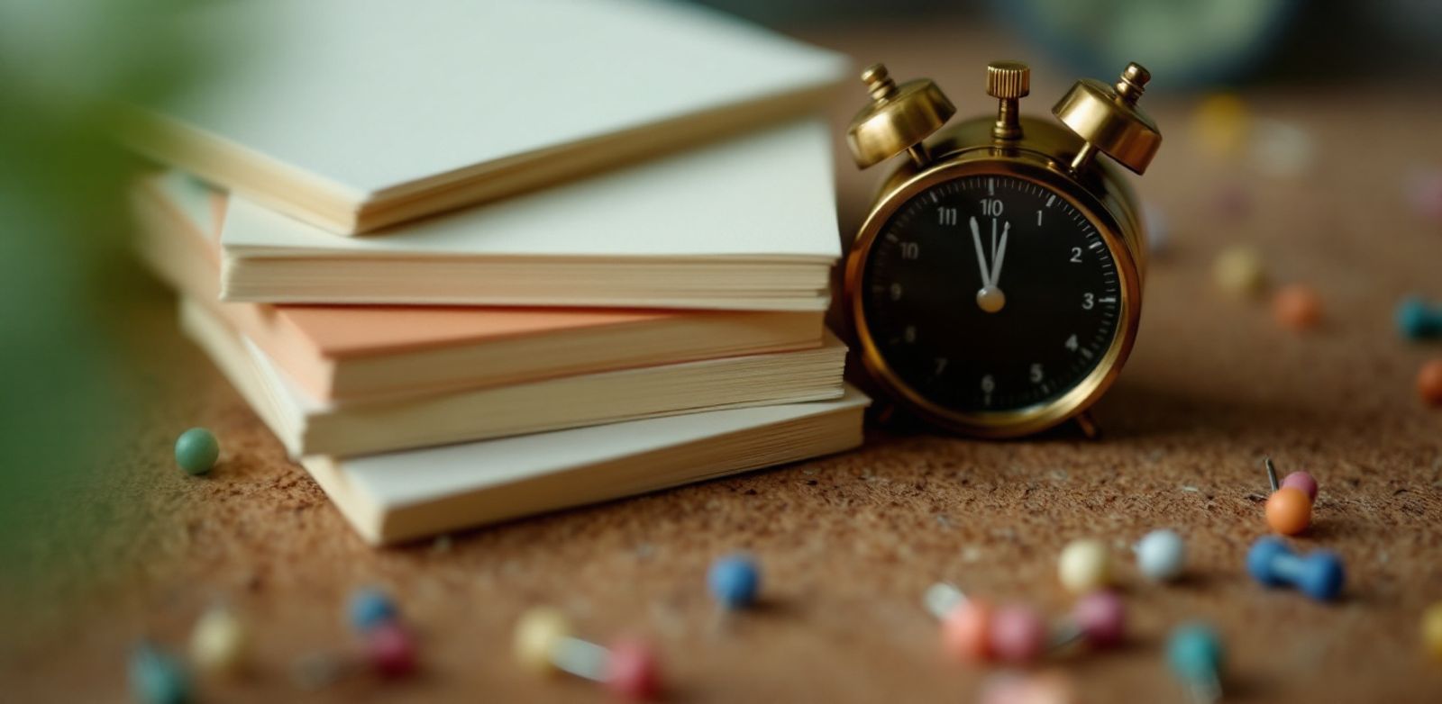 A timer and blank cards used to inspect sales-cycle timing.