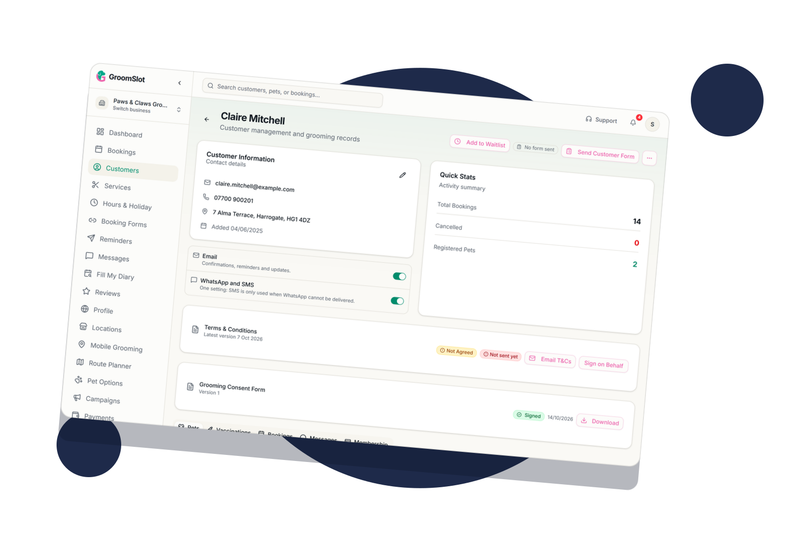 Signed forms stay on the customer record