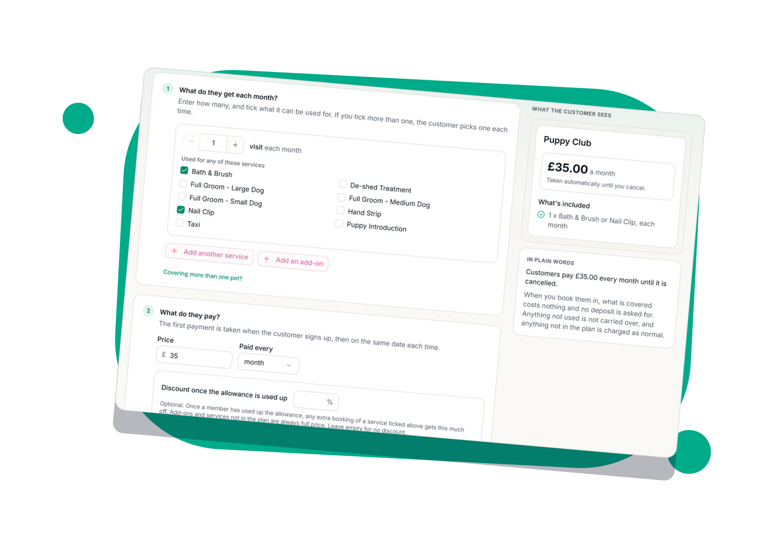 Plans built from your own services