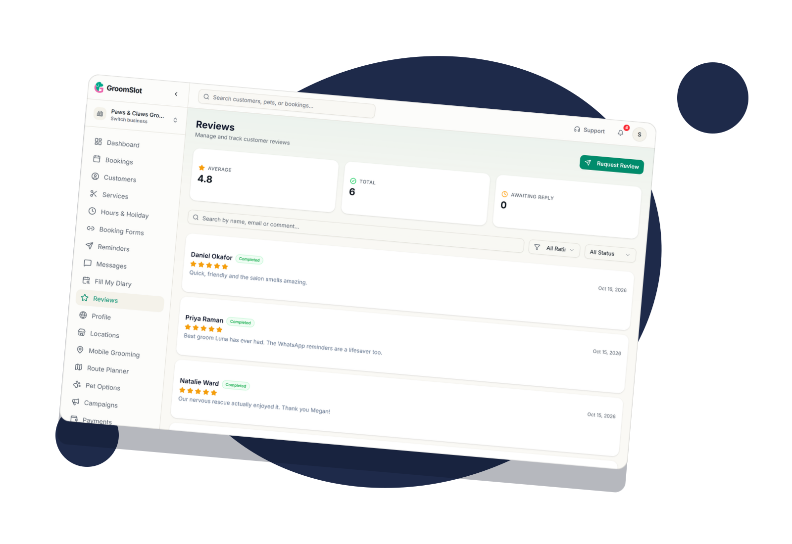 Reviews on your page come from real bookings