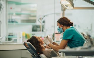 Patient recieving emergency dental care