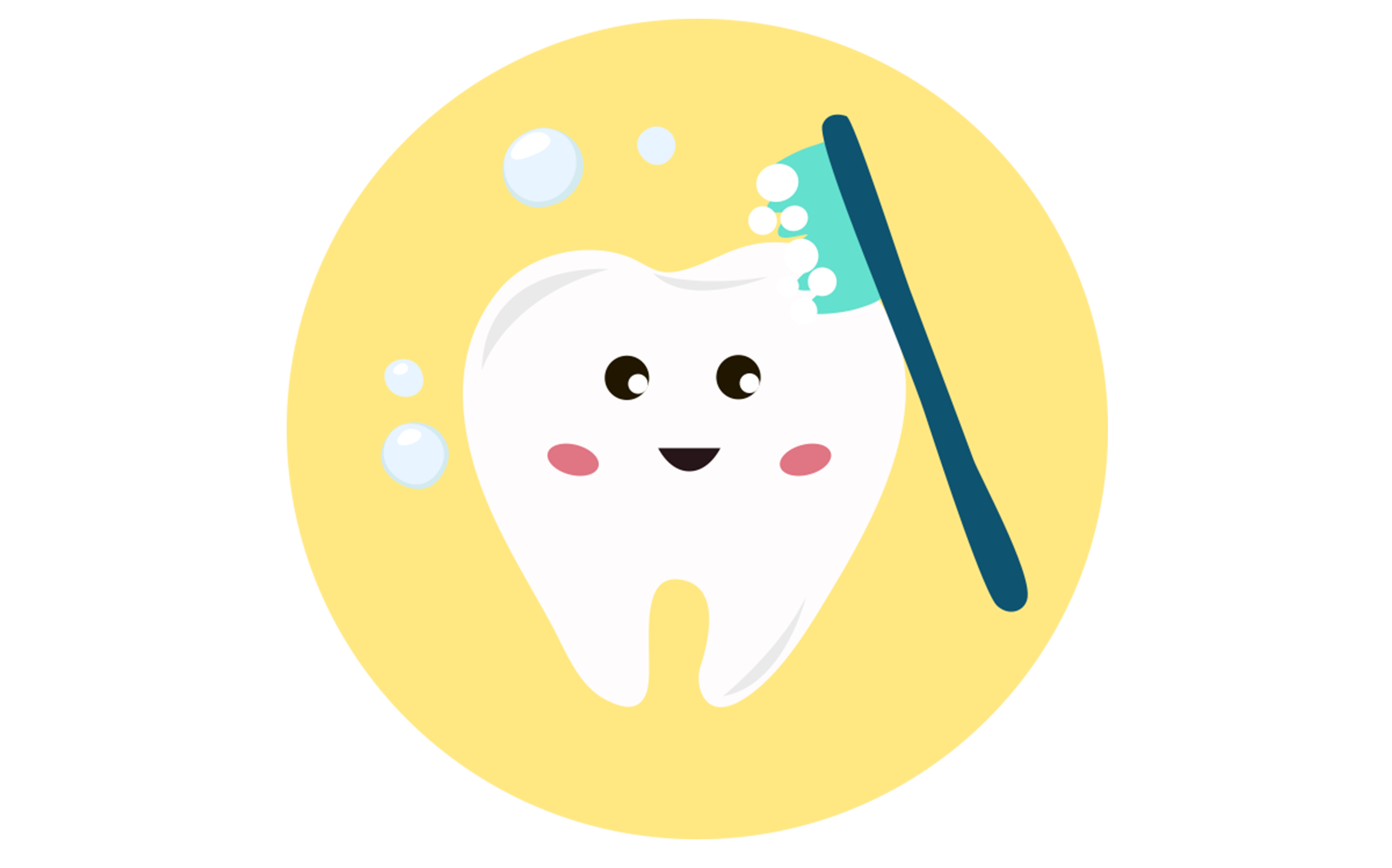 Friendly tooth mascot with a toothbrush