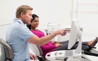 Dental exam with patient