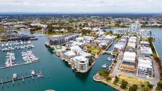 Image of an arial shot of a marina in Mandurah.