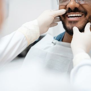 Patient during a routine dental examination