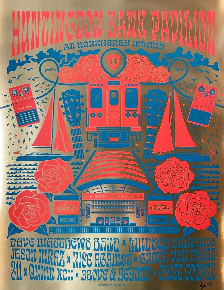 Huntington Bank Pavilion at Northerly Island 2021 Concert Series Poster - Foil