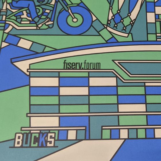 Welcome To Milwaukee Fiserv Forum mural art detail