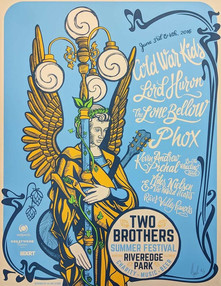 Two Brothers 2016 Summer Festival concert poster - Aurora, Illinois