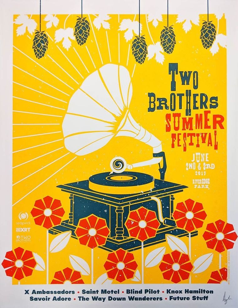 Two Brothers 2017 Summer Festival concert poster - Aurora, Illinois