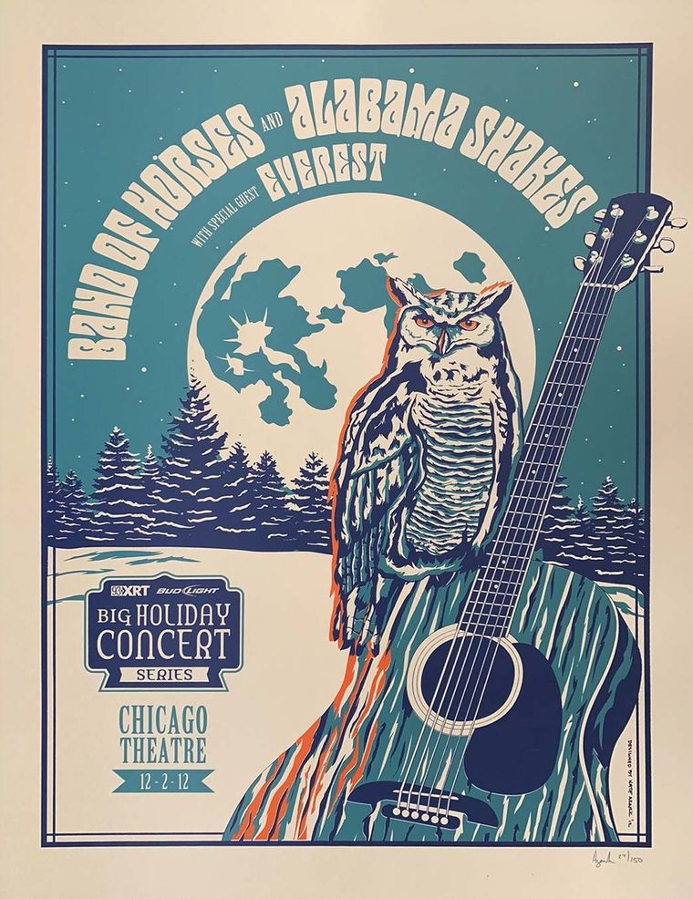 Band of Horses & Alabama Shakes concert poster - Chicago, Illinois