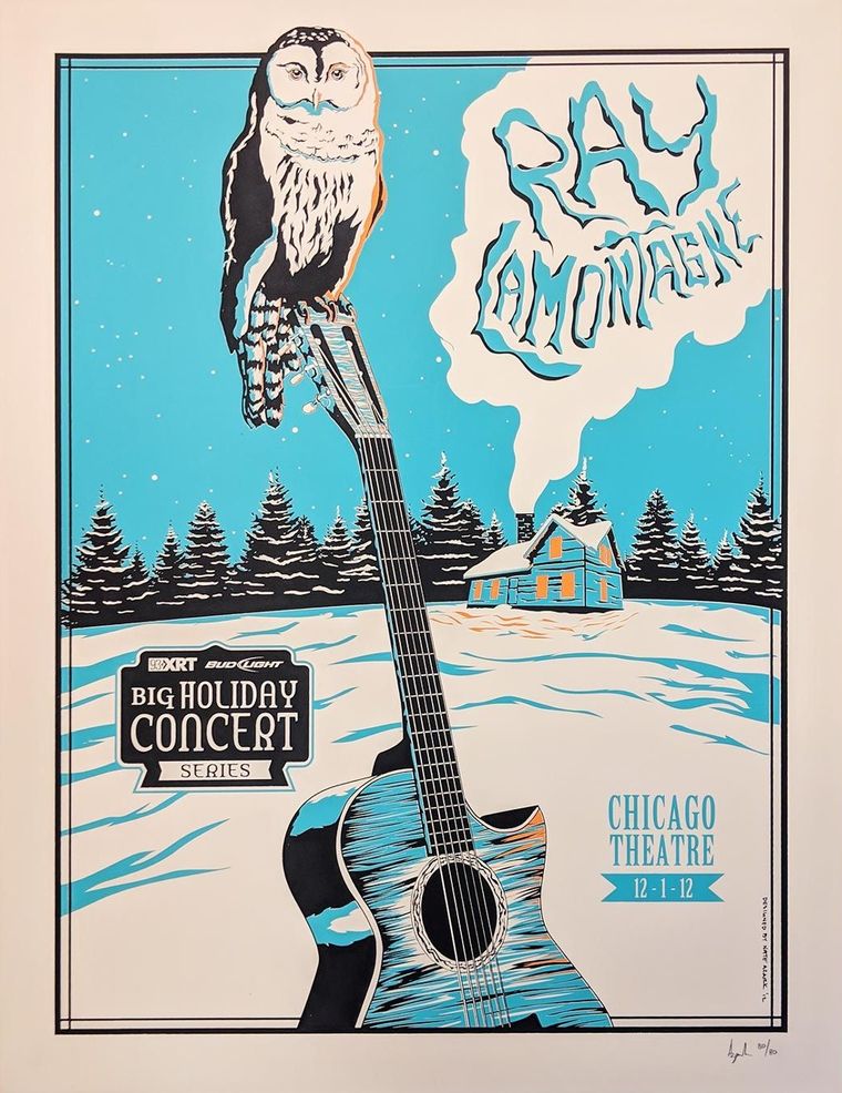 Ray LaMontagne concert poster - Chicago, Illinois