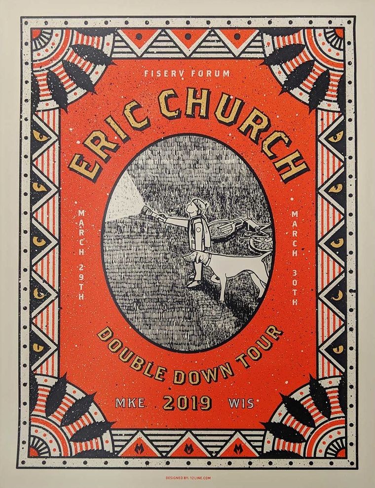 Eric Church concert poster - Milwaukee, Wisconsin