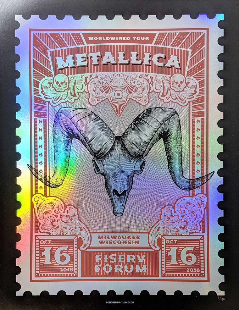 Metallica concert poster - Milwaukee, Wisconsin - Foil