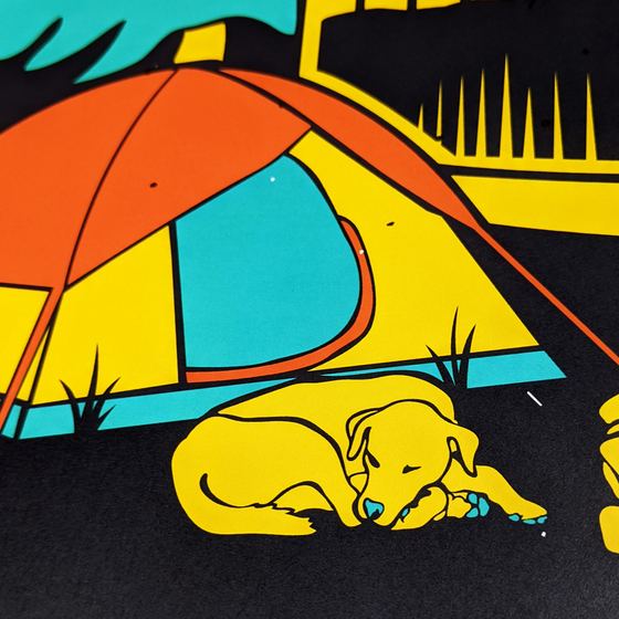 Alpine Valley Music Theatre 2022 poster tent and dog detail