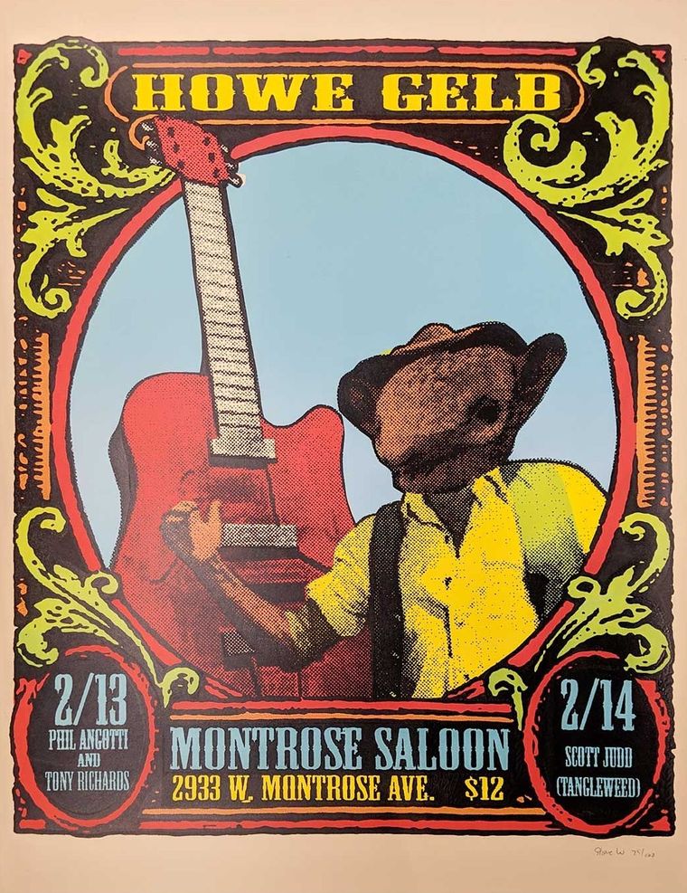 Howe Gelb concert poster - Chicago, Illinois