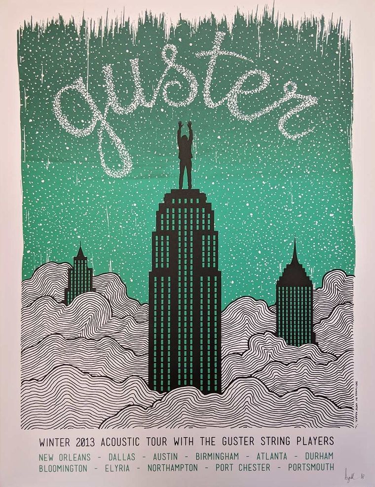 Guster concert poster (green) - 2013 Acoustic Tour
