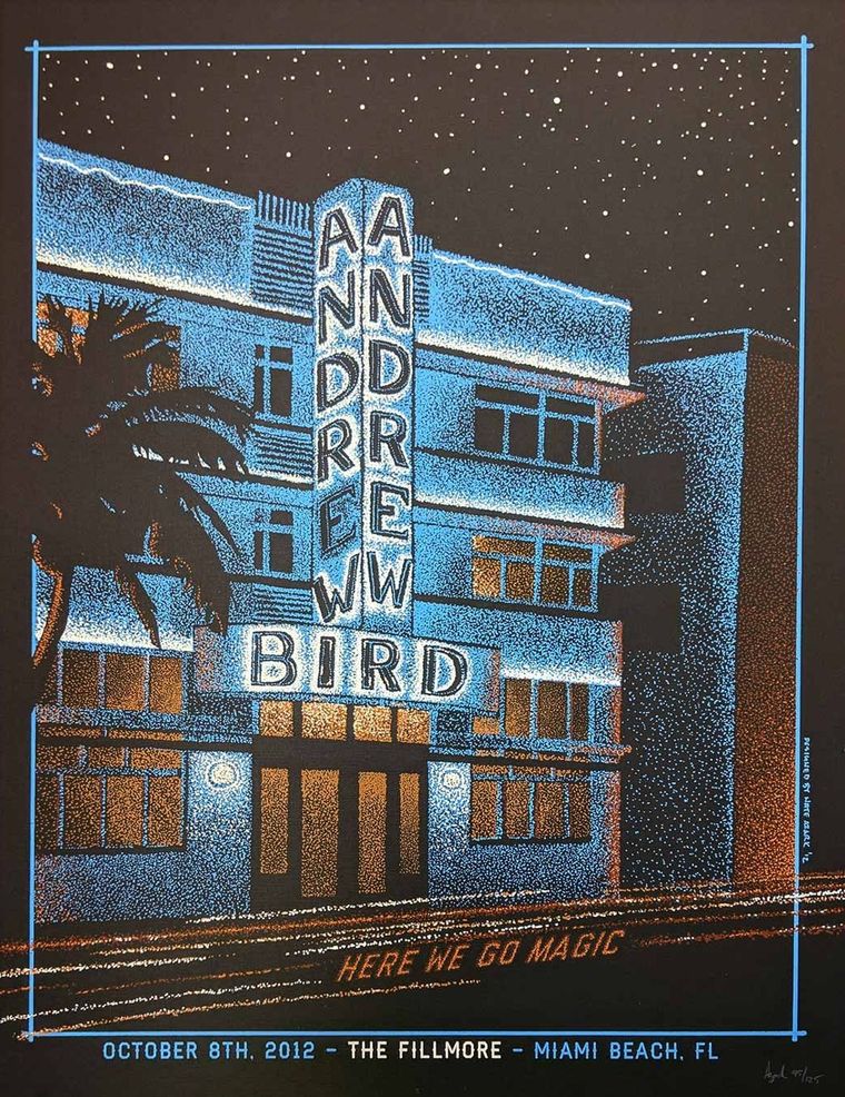 Andrew Bird concert poster - Miami Beach, Florida