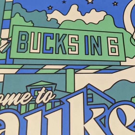 Welcome To Milwaukee Fiserv Forum mural art detail