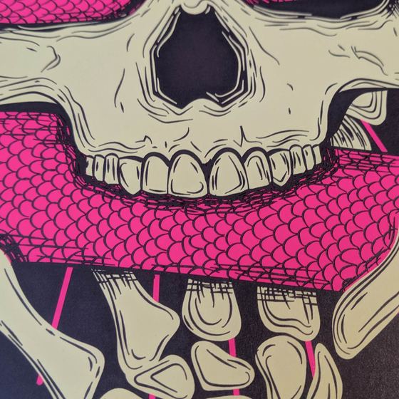 Tool concert poster from their 2019 Halloween show at the Fiserv Forum in Milwaukee, Wisconsin. Black light reactive.