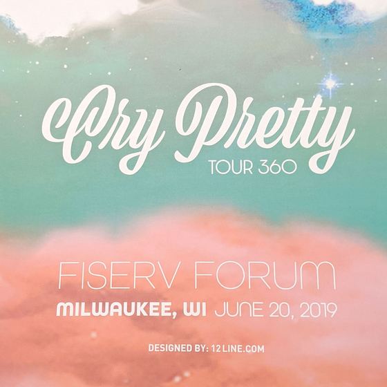 Carrie Underwood concert poster from her Cry Pretty tour performance on June 20th 2019 from the Fiserv Forum in Milwaukee, Wisconsin.