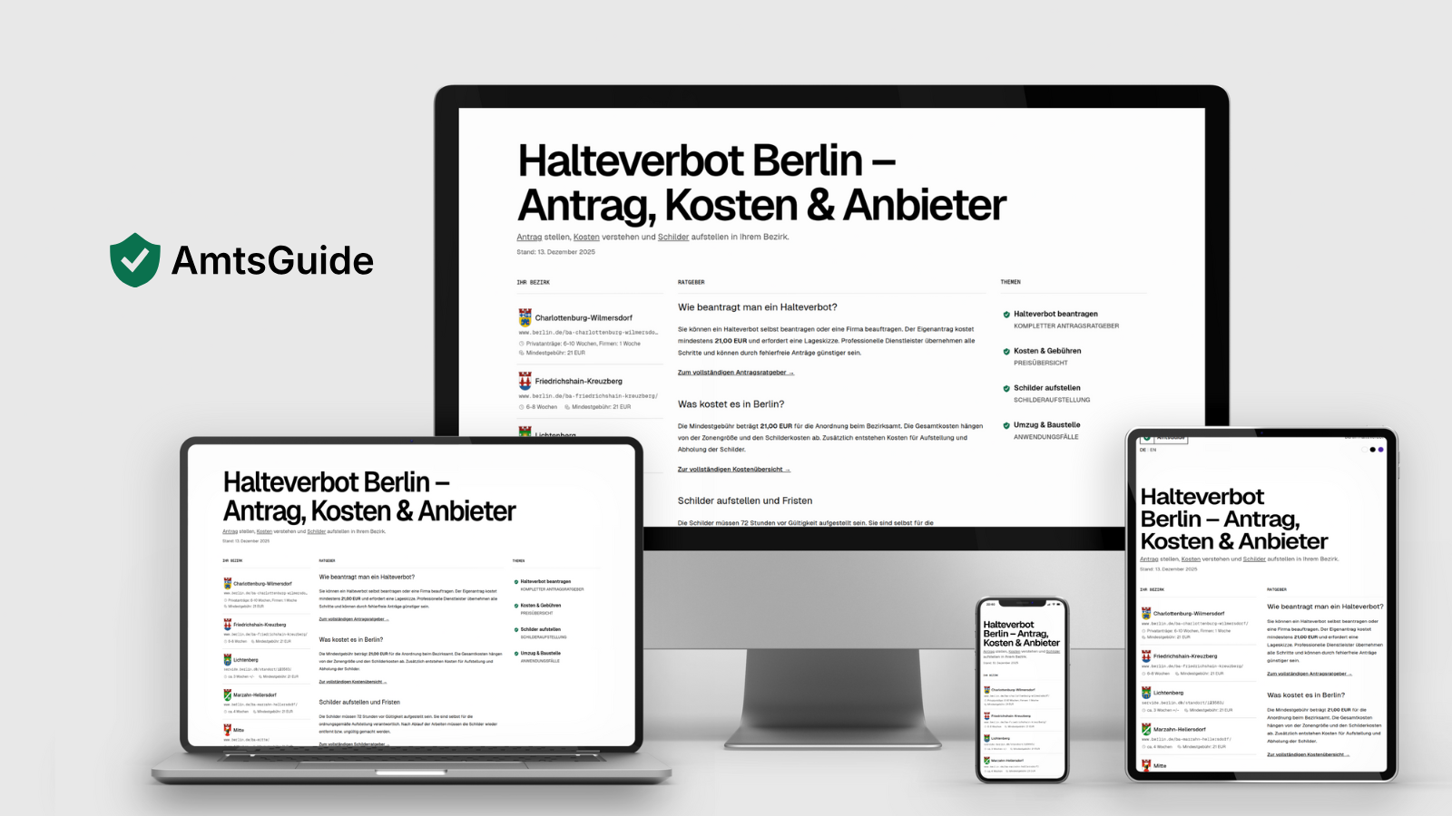 AmtsGuide website for desktop, laptop, tablet, and smartphone