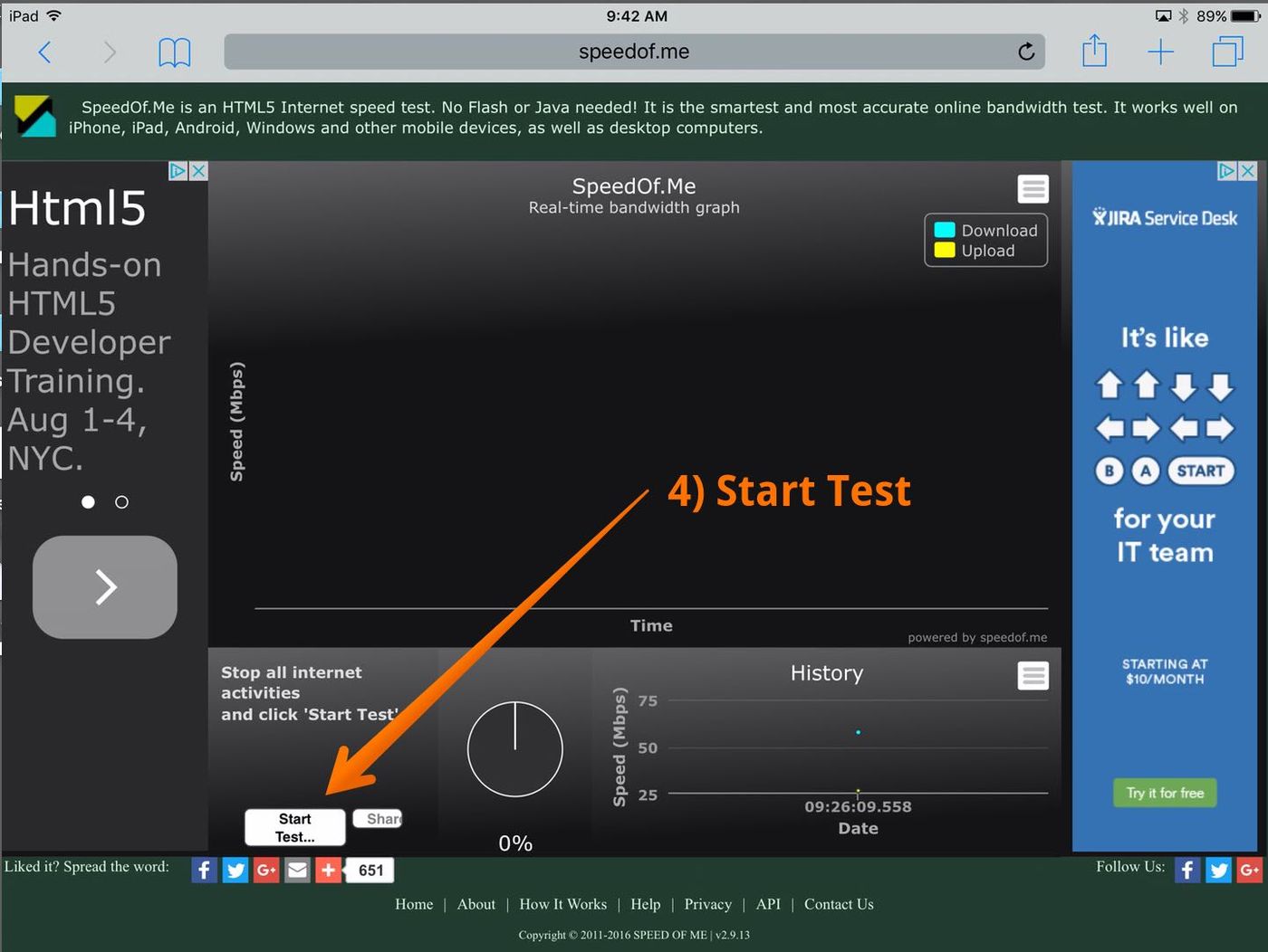 SpeedTest Start