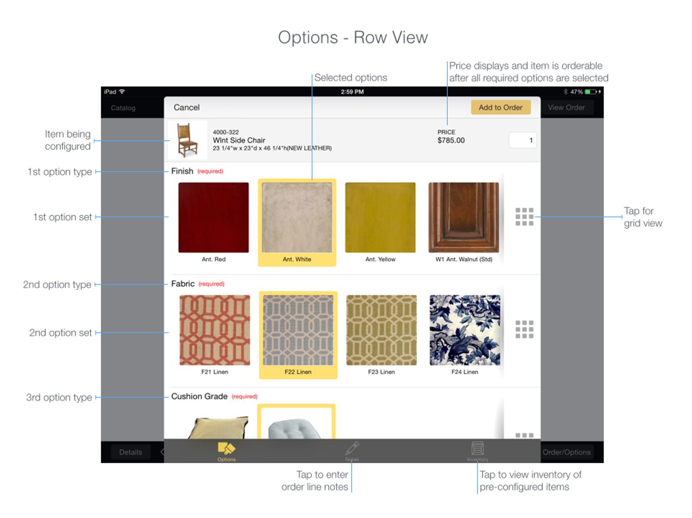 Options RowView