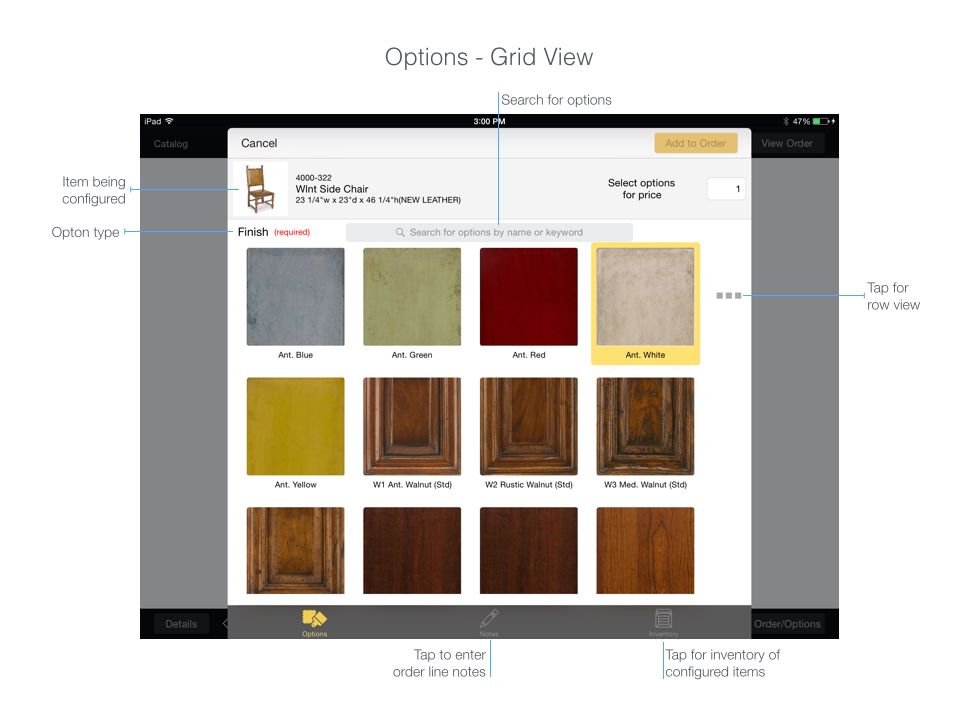 Options GridView