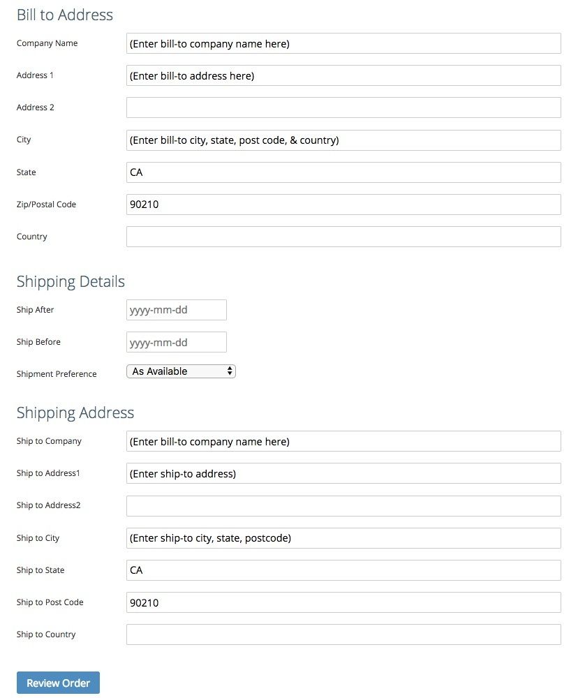 New Cust Order Form