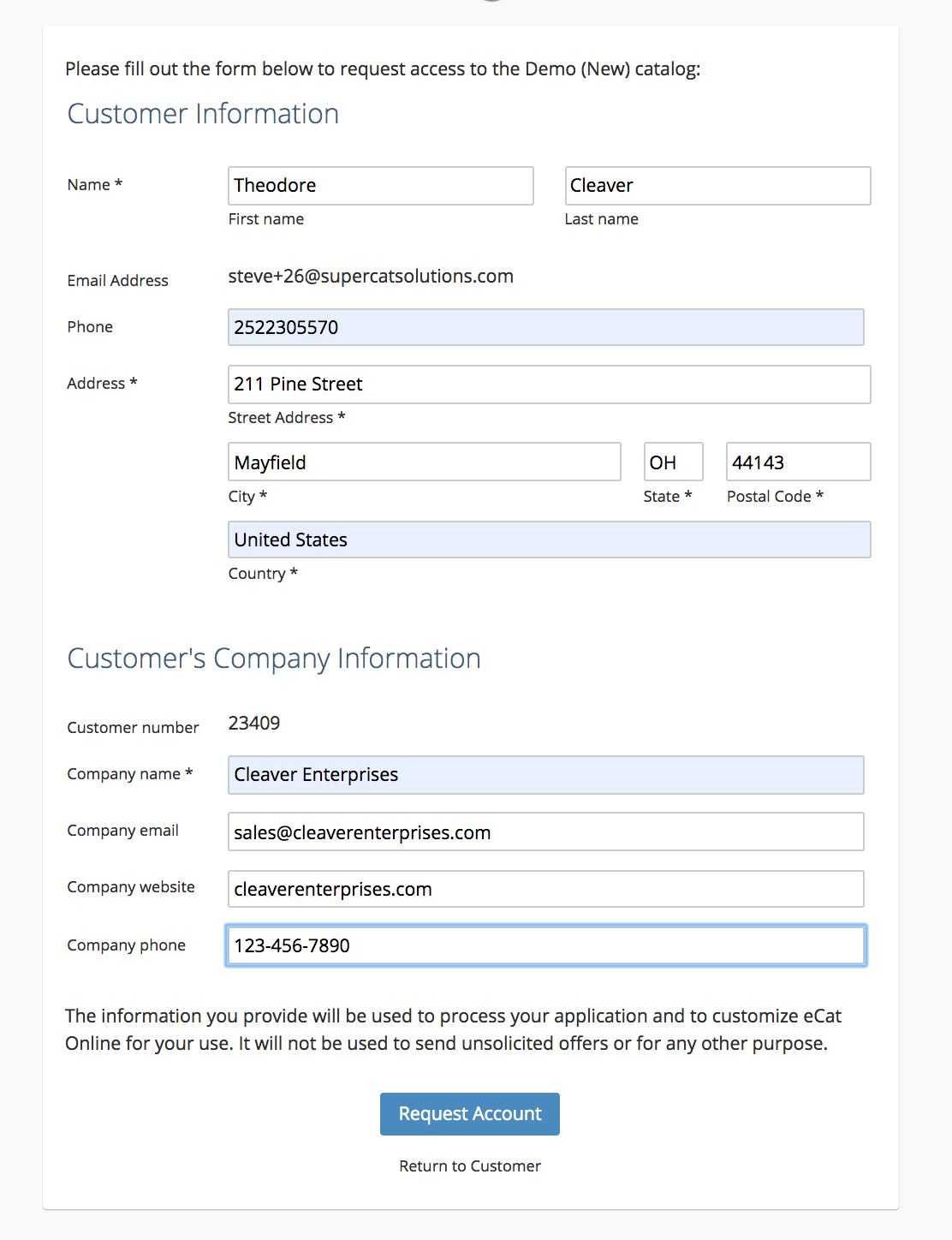 E Ol New Account Form