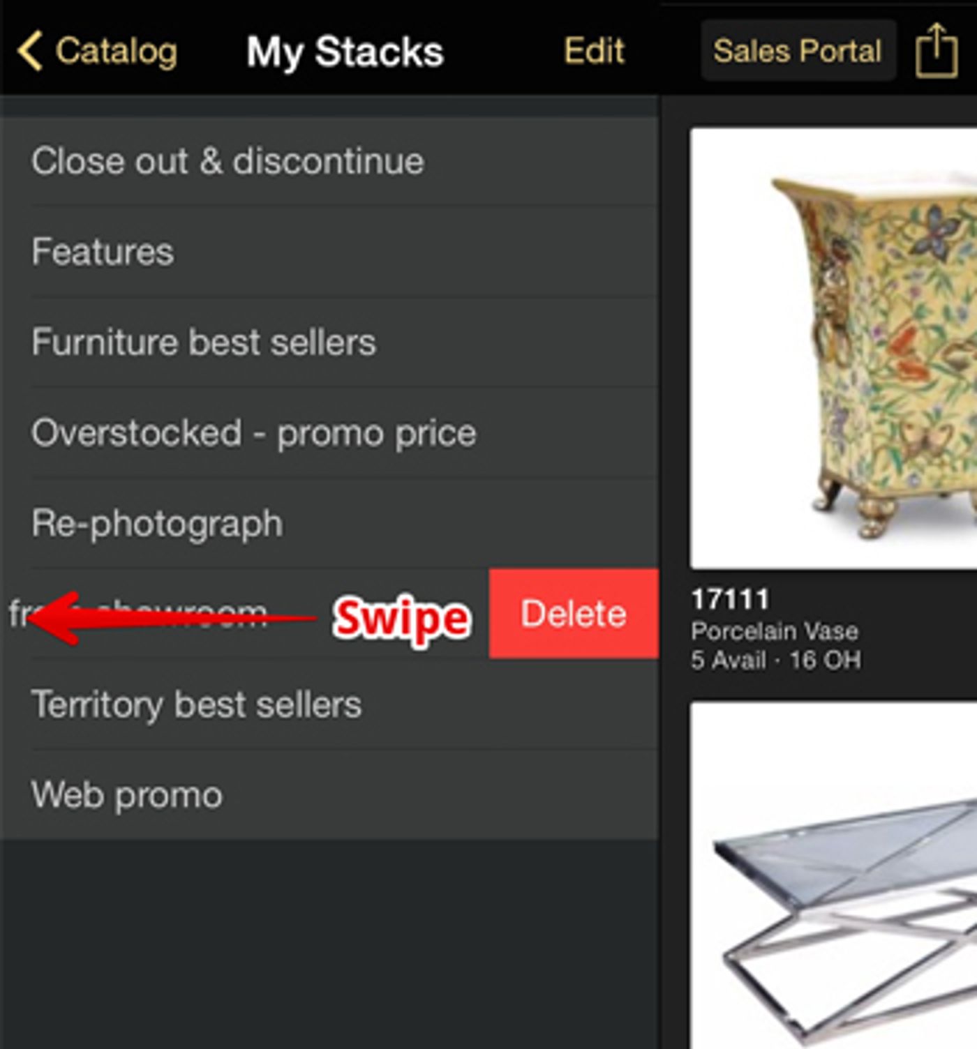 Swipe right to left over the list name, then tap 'Delete'.