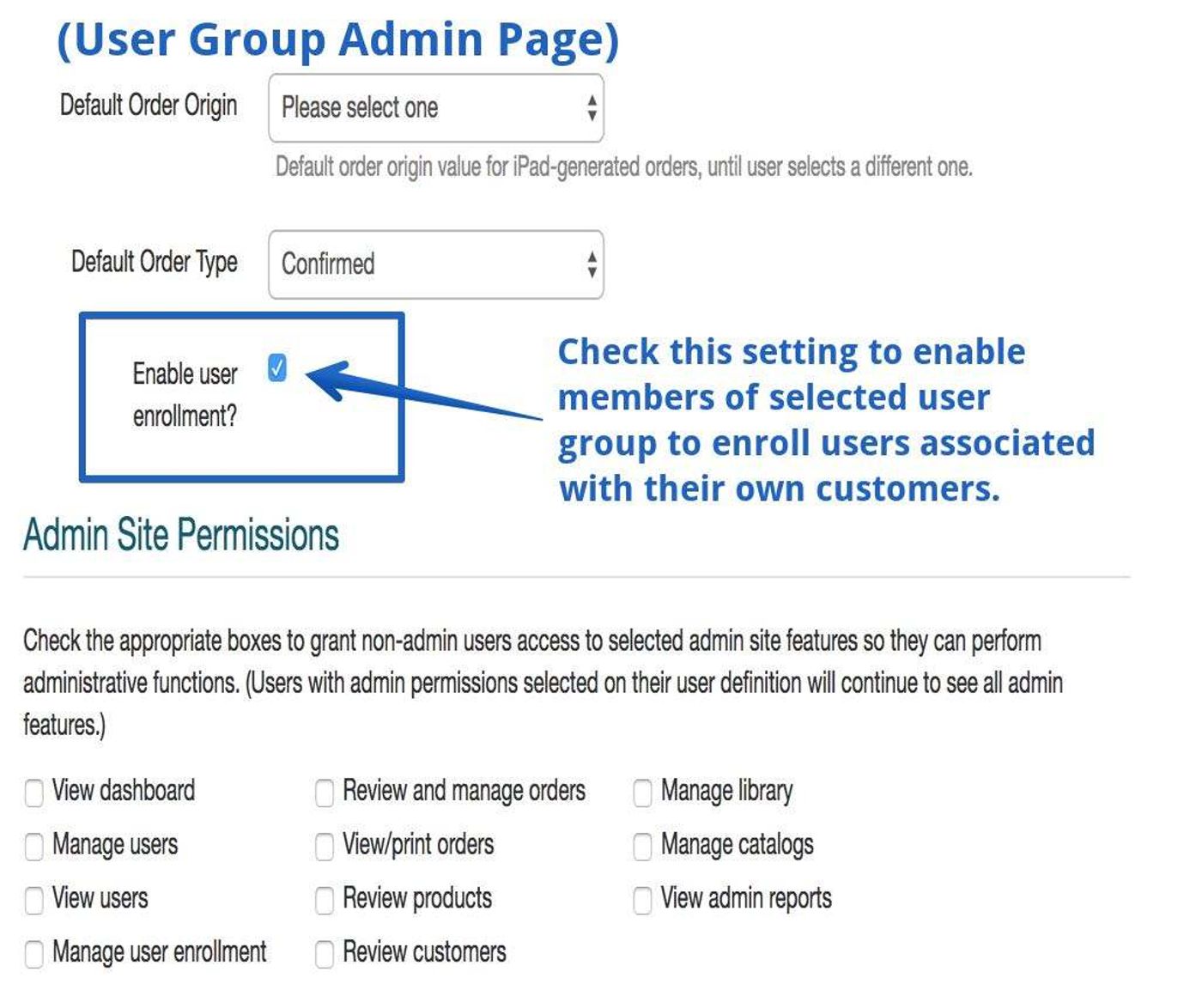 User Enrollment Admin Setting