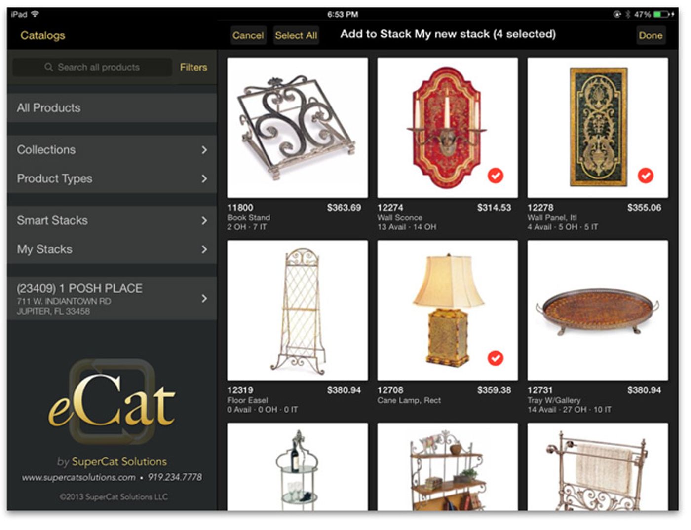 Selected list items are shown with red checks.