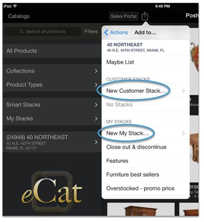 Tap an existing MyList or Customer List name to add products to a list. Tap ‘New MyList’ or 'New Customer List’ to create a new list.