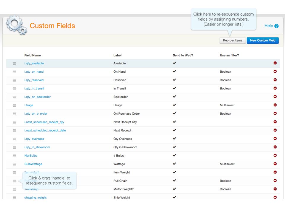 CustomProductFieldList
