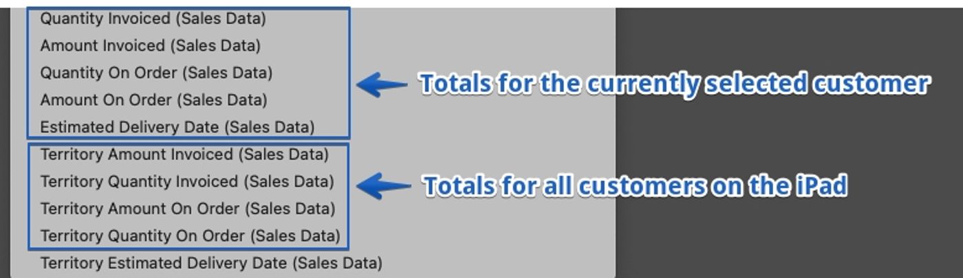 Presentation Sales Data Fields